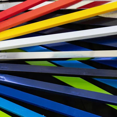Blank number plates in a range of colours