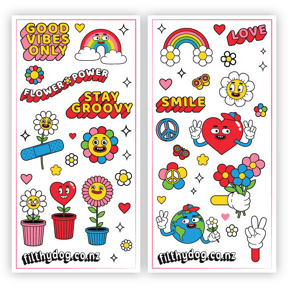 Flower Power - Sticker Sheet - Filthy Dog Decals
