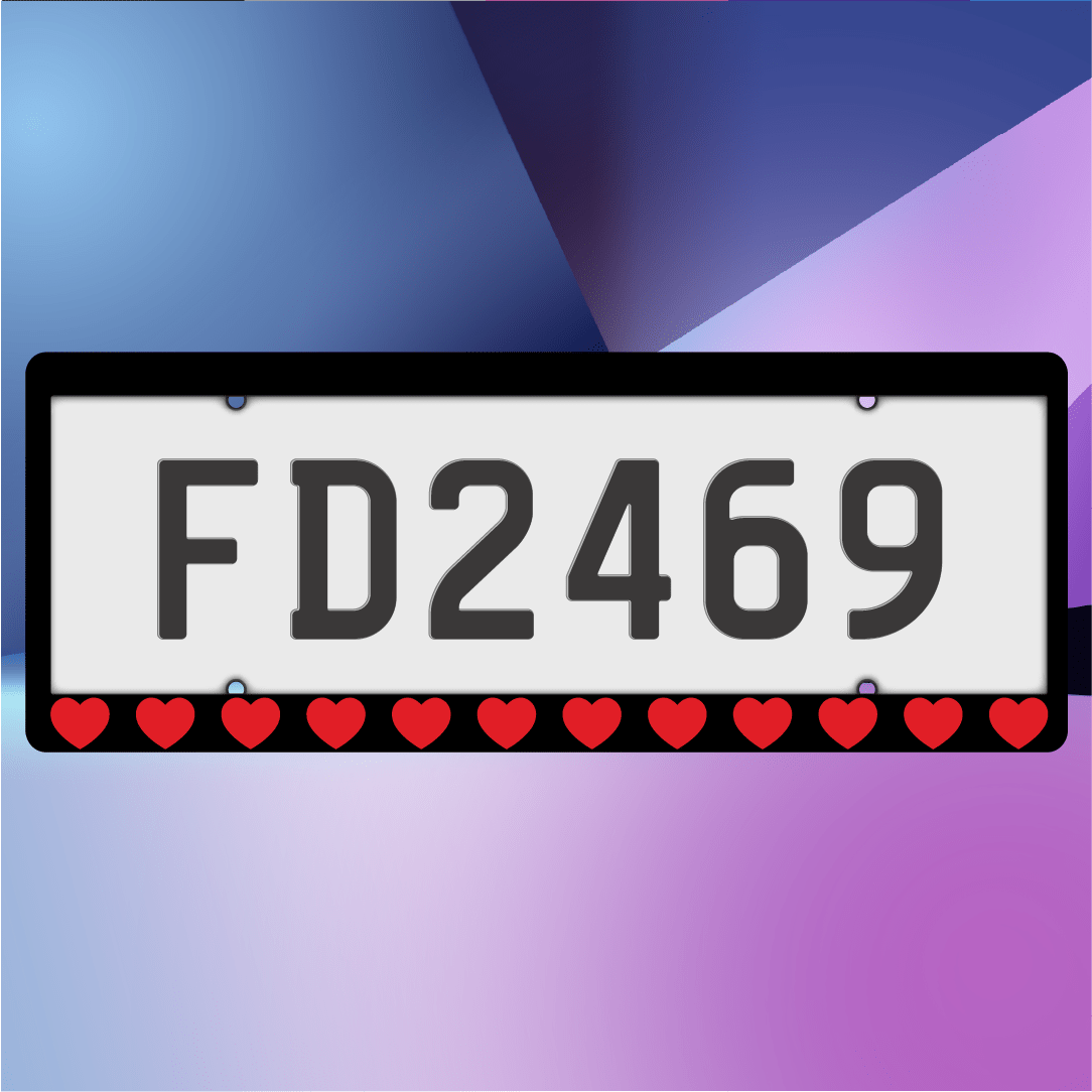Love Hearts Plate Frames - Filthy Dog Decals