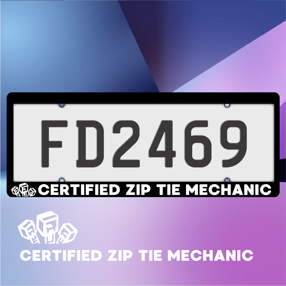 Zip Tie Mechanic Plate Frames - Filthy Dog Decals