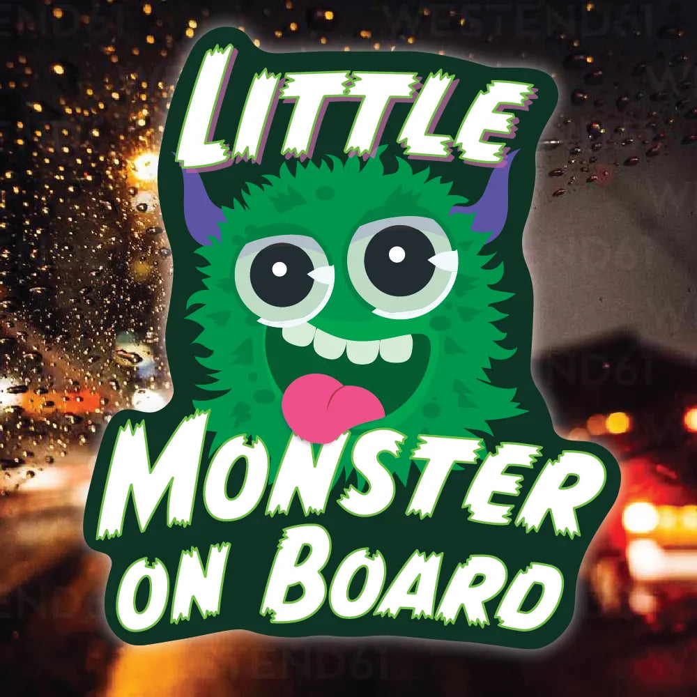 Little Monster on Board Green - Sticker