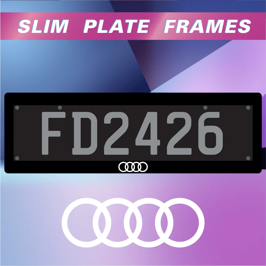Audi White SLIM Plate Frames - Filthy Dog Decals