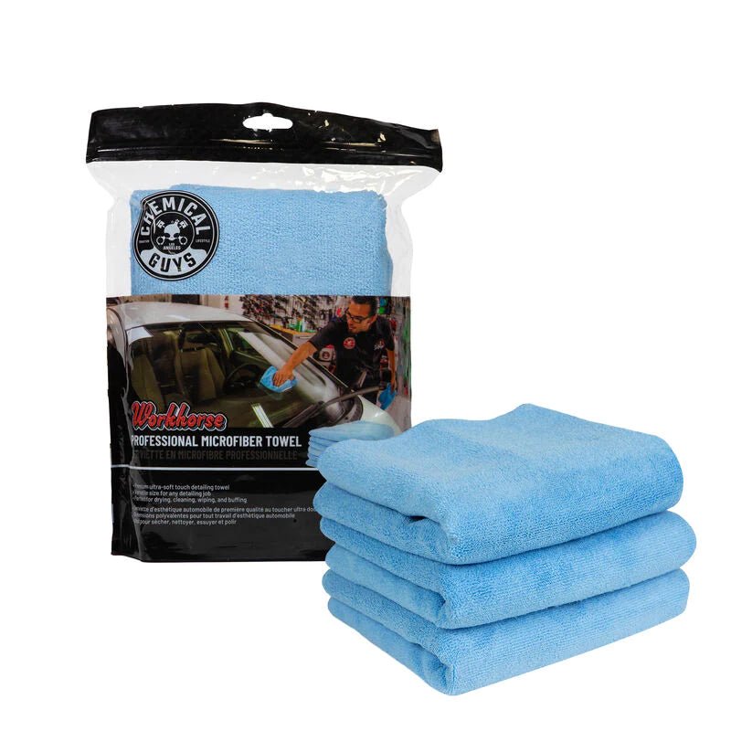 Workhorse Blue Professional Grade Microfiber Towel 16"X16" (Windows) (3 Pack) - Filthy Dog Decals